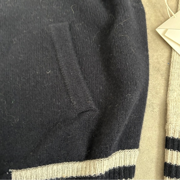 NEW Mother Denim The Letterman Sweater cashmere cardigan jacket navy gray XS - Picture 8 of 11